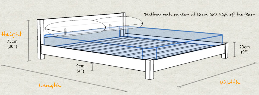 low tokyo wooden bed frame sizes and dimensions