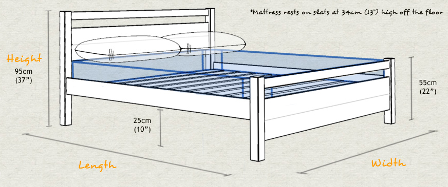 Cambridge Wooden Bed Frame Size and Dimensions