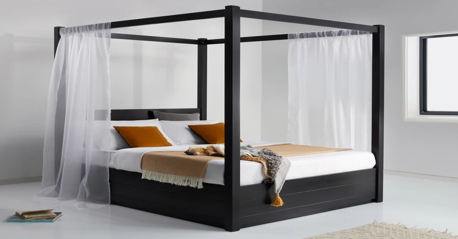 Ottoman Four Poster Storage Bed Get, Black Four Poster Bed King Size