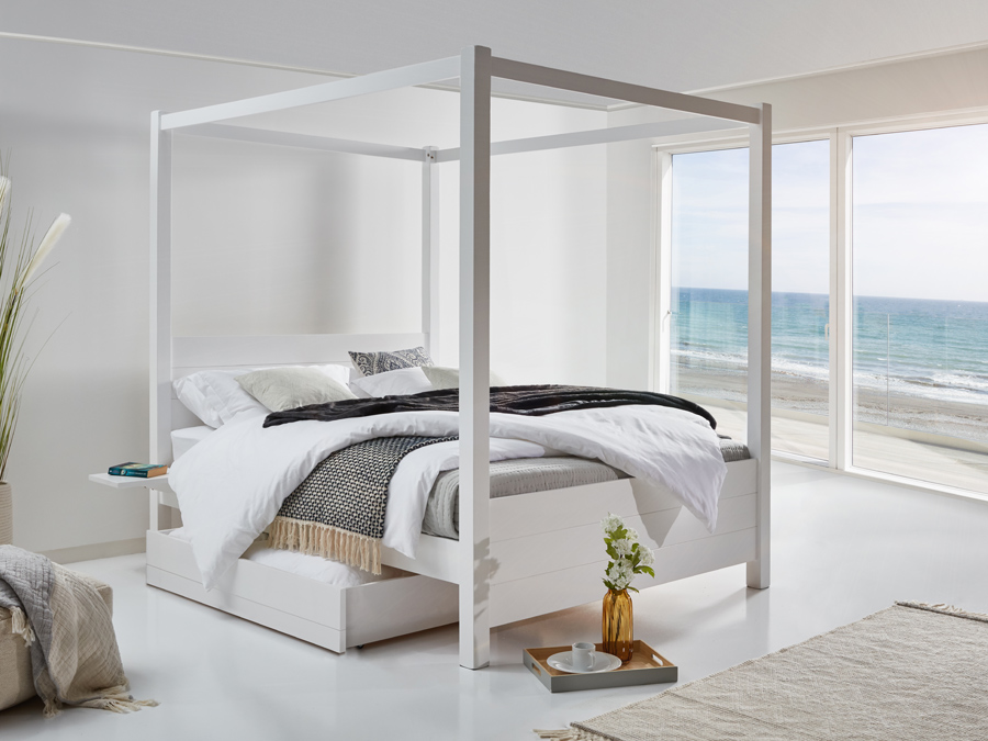Four Poster Bed Summer Get Laid Beds, White Queen 4 Poster Bed