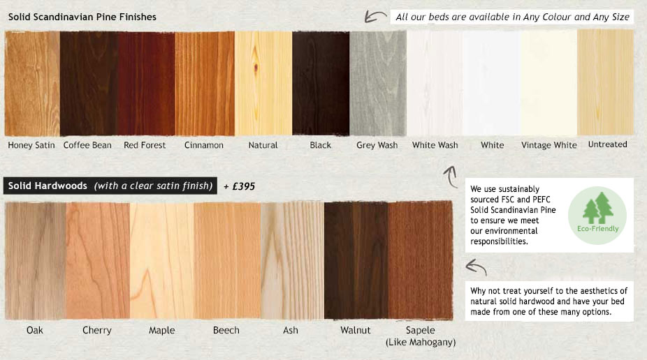 Wooden-bed-frame-solid-pine-and-hardwood-colour-finishes-swatch