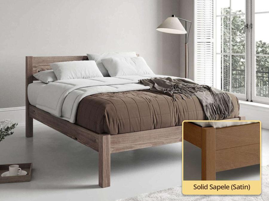 White Knight Bed Solid Sapele
