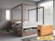 ottoman four poster storage bed Solid Beech (Satin)