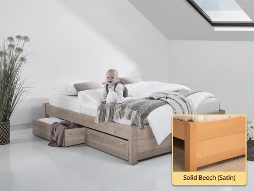Solid Beech (Satin) platform storage bed