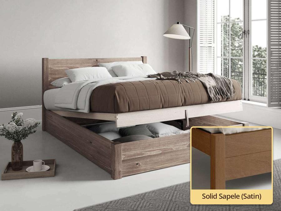 Ottoman Storage Bed solid sapele