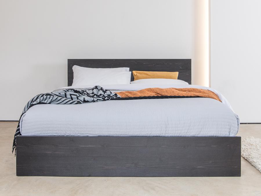 enkel wooden bed frame front view