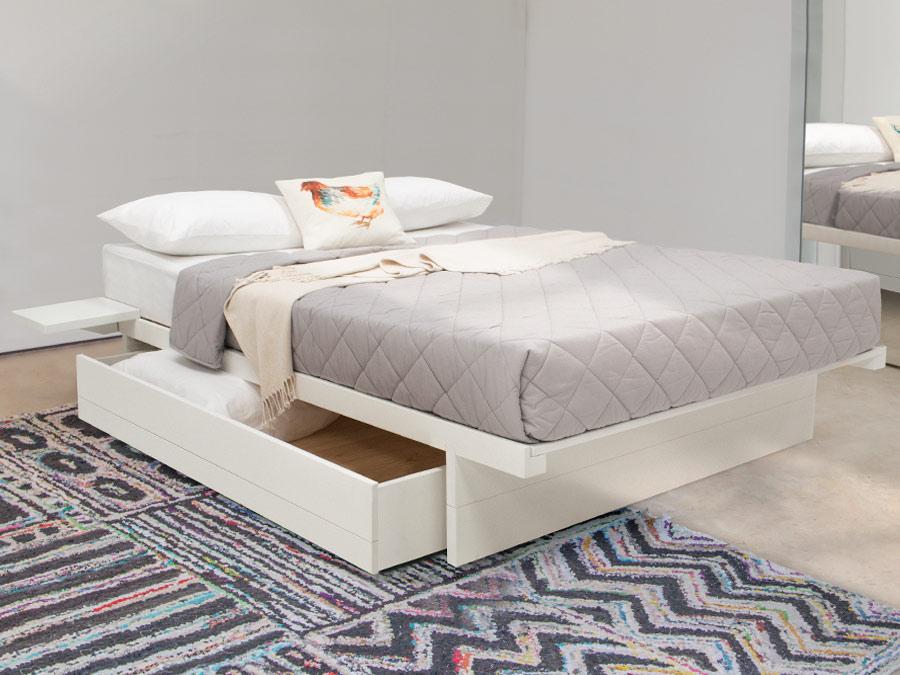 white japanese storage bed made with solid wood by get laid beds