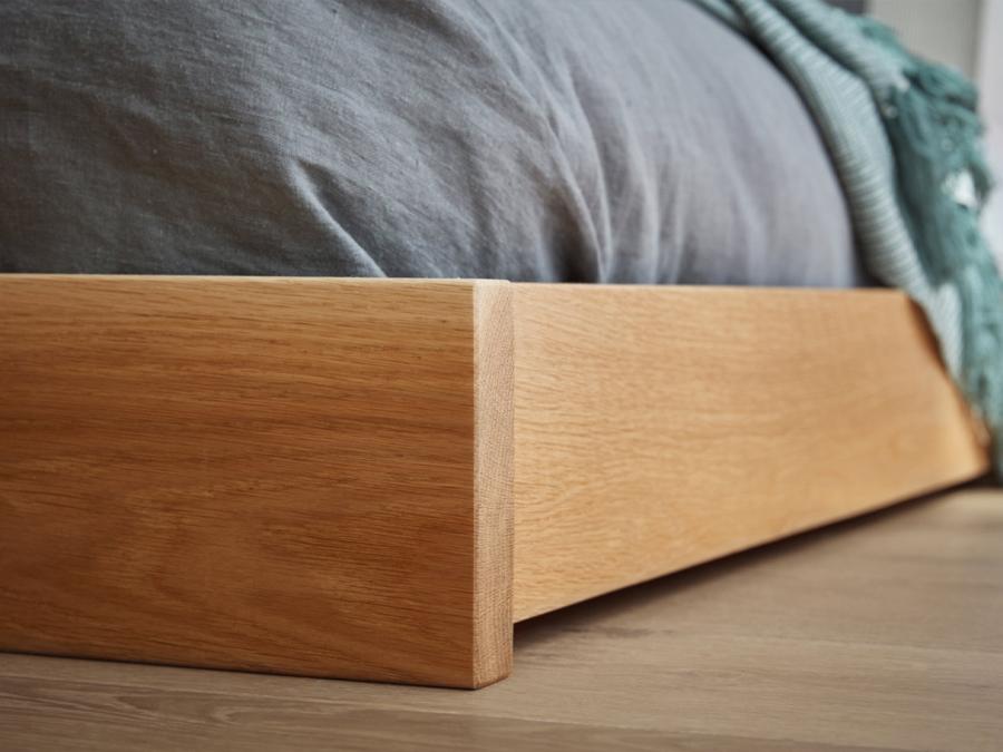 low enkel platform bed frame close up
