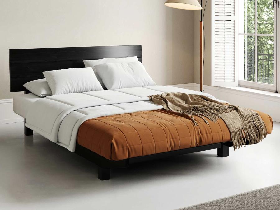 black floating bed