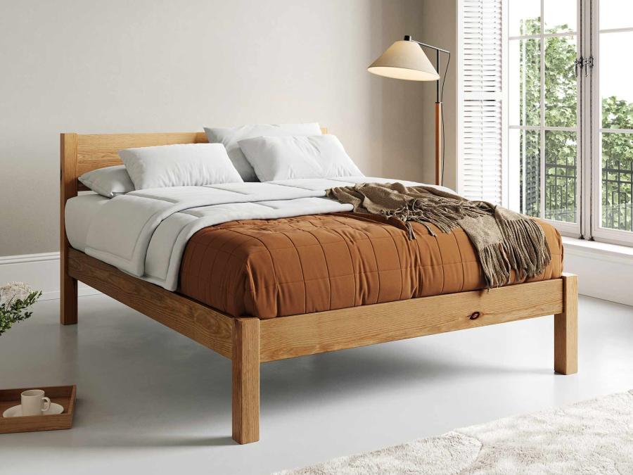 wooden white knight bed in honey