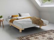 untreated wooden platform bed frame space saver design without headboard