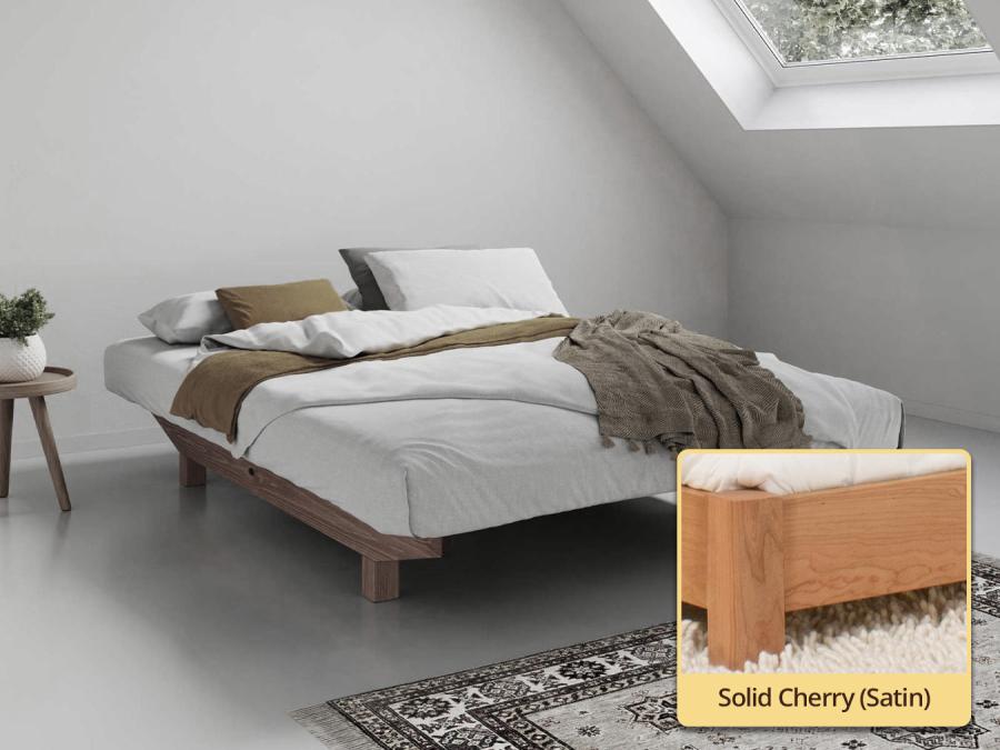 Floating Bed (No Headboard / Space Saver) solid cherry