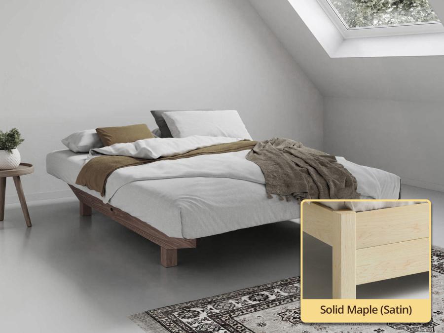 Floating Bed (No Headboard / Space Saver) solid maple