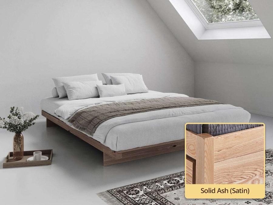 Low Fuji Attic Bed (No Headboard) solid ash