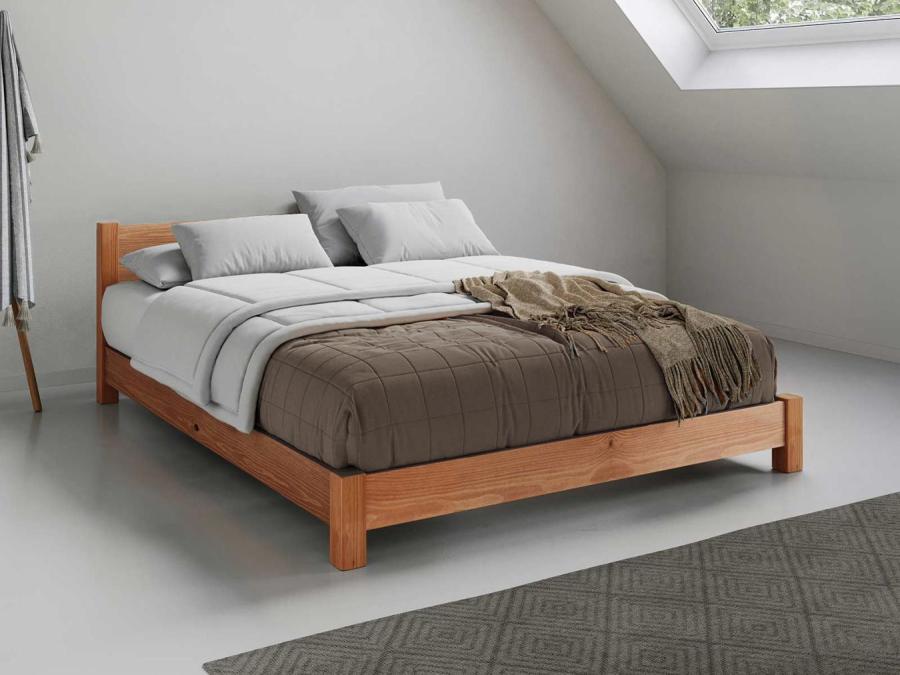 wooden low oriental bed in cinnamon