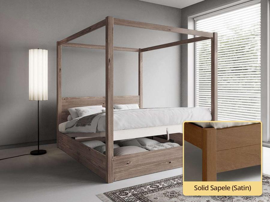 Ottoman Four Poster Storage Bed solid sapele