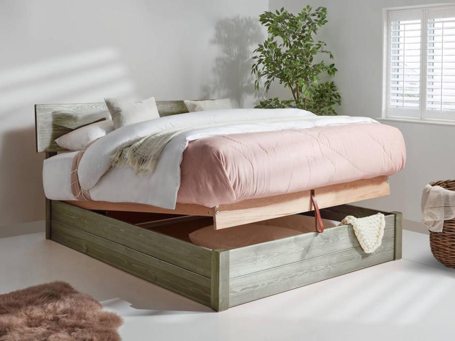 grey wash ottoman space saver bed