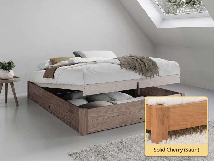 Ottoman Storage Bed (No Headboard) solid cherry