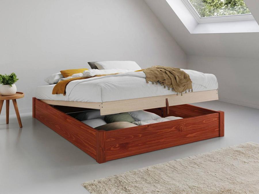 red ottoman storage bed without headboard