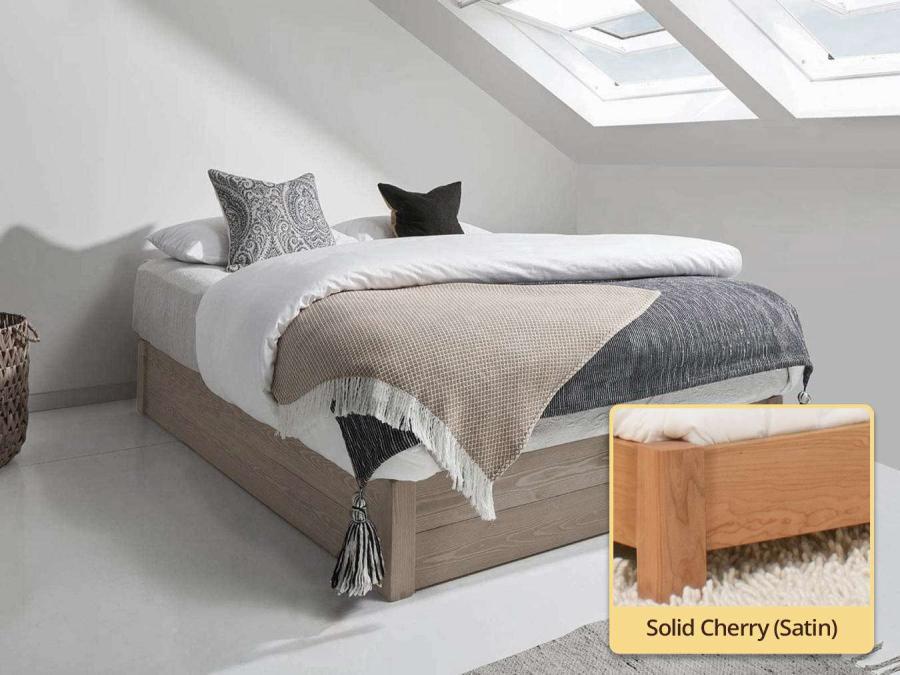 Ottoman Storage Bed (No Headboard / Space Saver) solid cherry