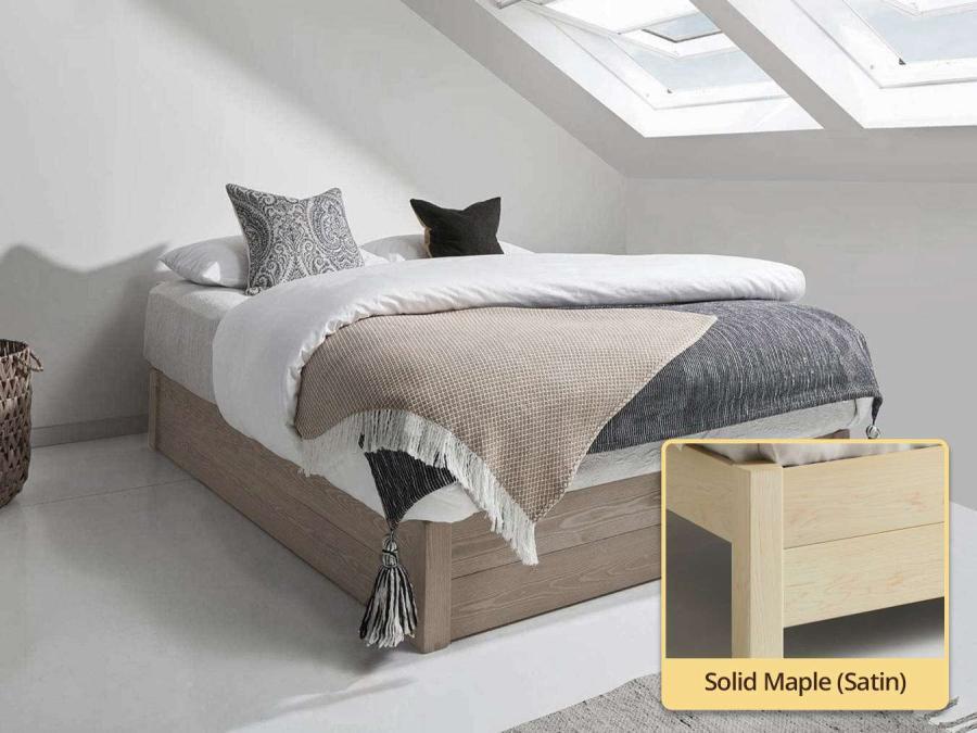 Ottoman Storage Bed (No Headboard / Space Saver) solid maple