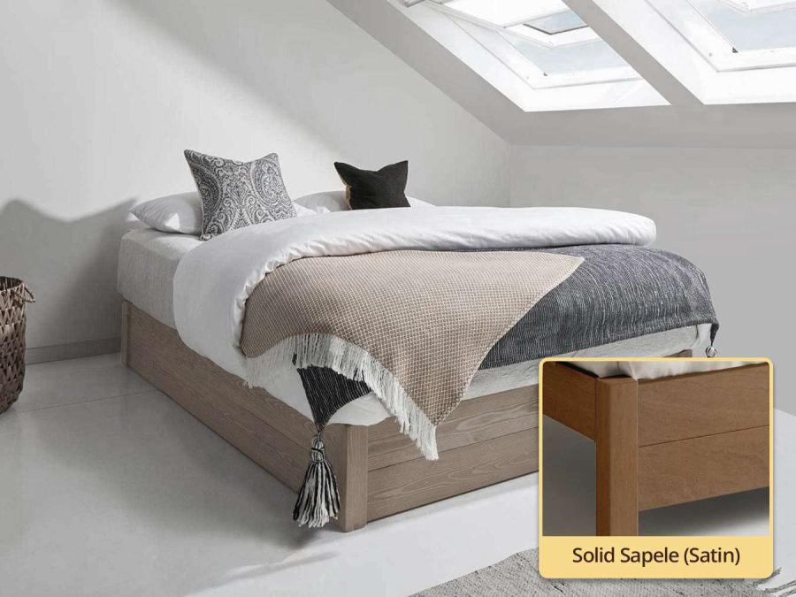 Ottoman Storage Bed (No Headboard / Space Saver) solid sapele