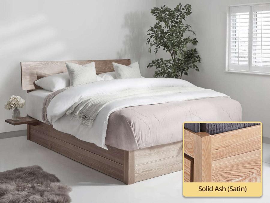 Ottoman Storage Bed (Space Saver) solid ash