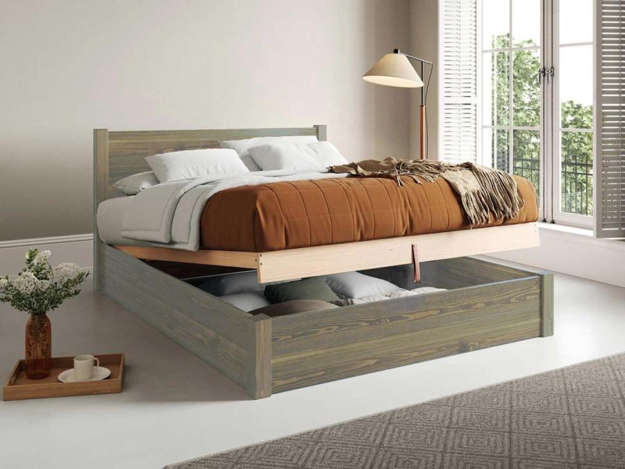 wood grey ottoman storage bed