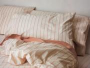 Blush Pink Slumber Stripe Cotton Pillowcases Styled Bedroom Setting