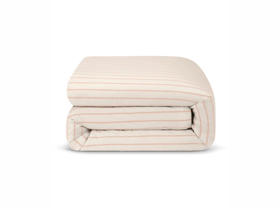 Blush Pink Slumber Stripe Cotton Duvet Cover Product View