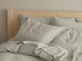 Oatmeal Linen Blend Pillowcases Styled Bedroom Setting