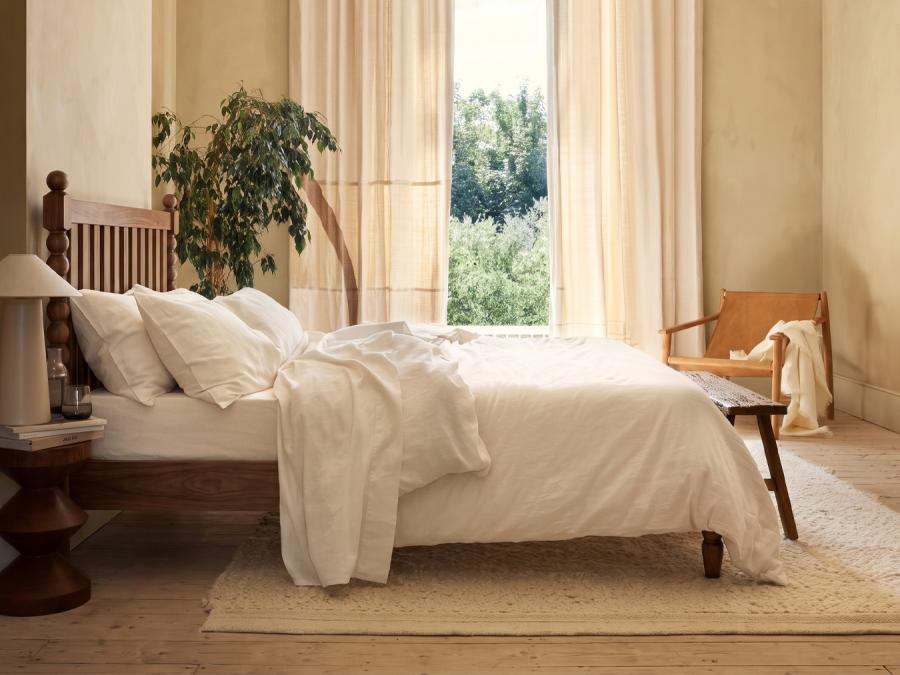Pearl Linen Blend Duvet Cover Styled Bedroom Setting
