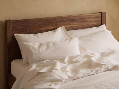 Pearl Linen Blend Pillowcases Styled Bedroom Setting