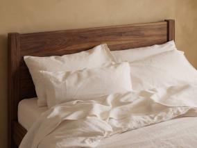 Pearl Linen Blend Pillowcases Styled Bedroom Setting