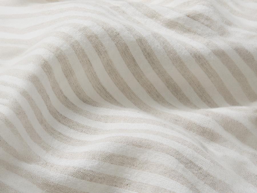 Oatmeal Stripe 100% Linen Fabric Detail