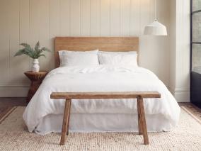 White Linen Blend Duvet Cover Styled Bedroom Setting