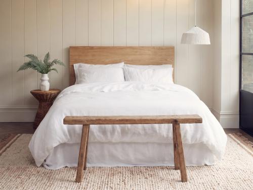 White Linen Blend Duvet Cover Styled Bedroom Setting