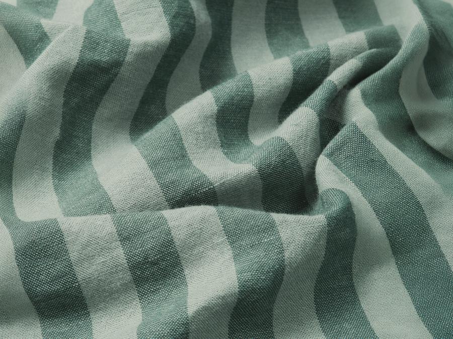 Pine Green Pembroke Stripe Linen Blend Fabric Detail