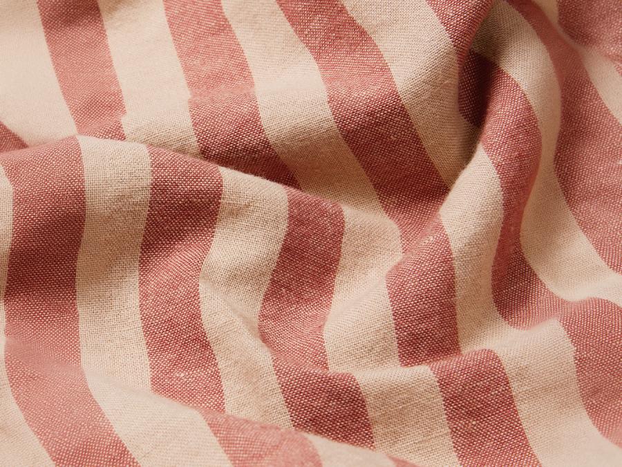 Sandstone Red Pembroke Stripe Linen Blend Fabric Detail