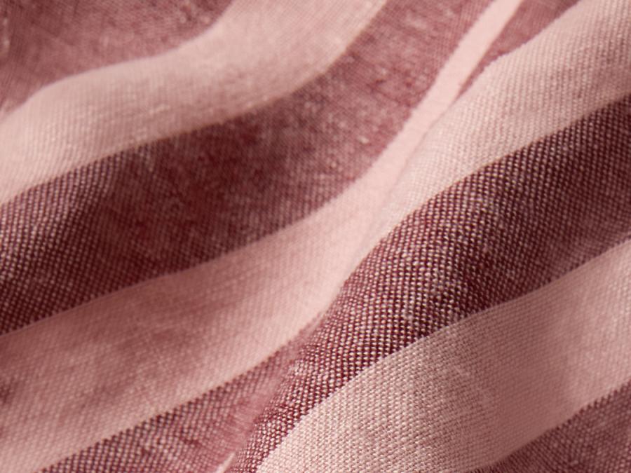 Rhubarb/Rose Pembroke Stripe Linen Blend Fabric Detail