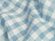 Warm Blue Gingham Linen Blend Fabric Detail