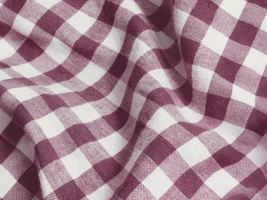 Berry Gingham Linen Blend Fabric Detail