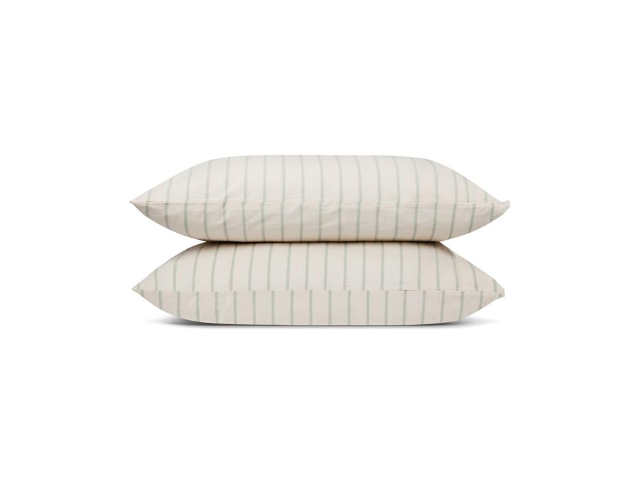 Mellow Green Slumber Stripe Cotton Pillowcases Product View