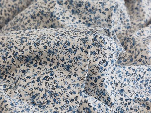 Mini Meadow Blue Cotton Flat Sheet Detail