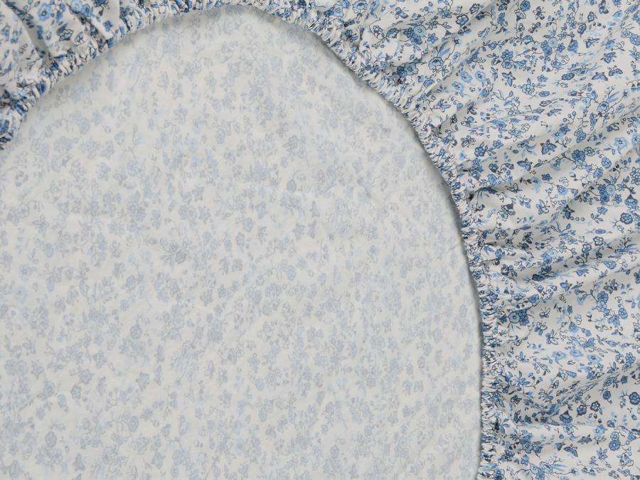 Mini Meadow Blue Cotton Fitted Sheet Product View