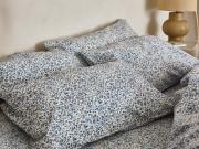Mini Meadow Blue Cotton Pillowcases Styled Bedroom Setting
