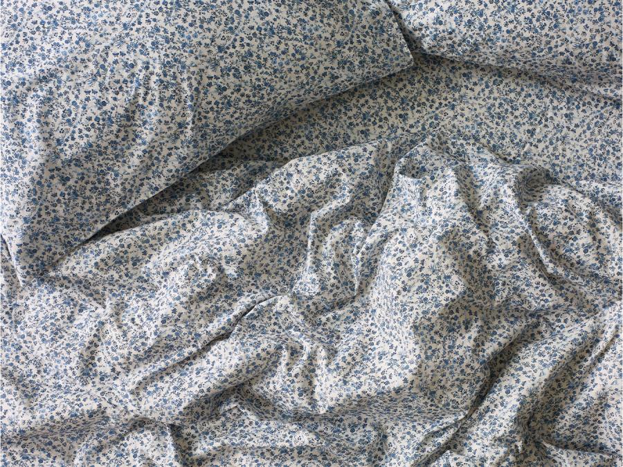 Mini Meadow Blue Cotton Overhead View