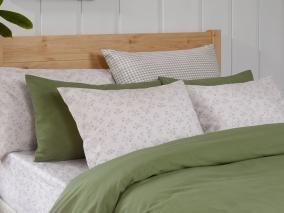 Spring Sprig Floral Cotton Pillowcases Styled Bedroom Setting