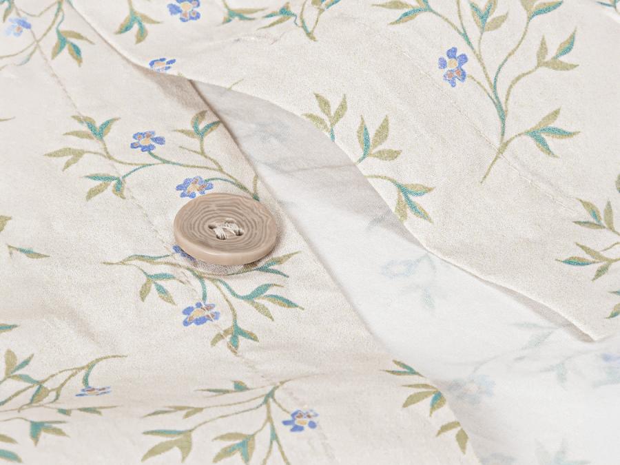 Spring Sprig Floral Cotton Duvet Button Detail