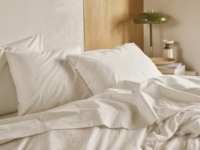 Mindful Cream Cotton Pillowcases Styled Bedroom Setting